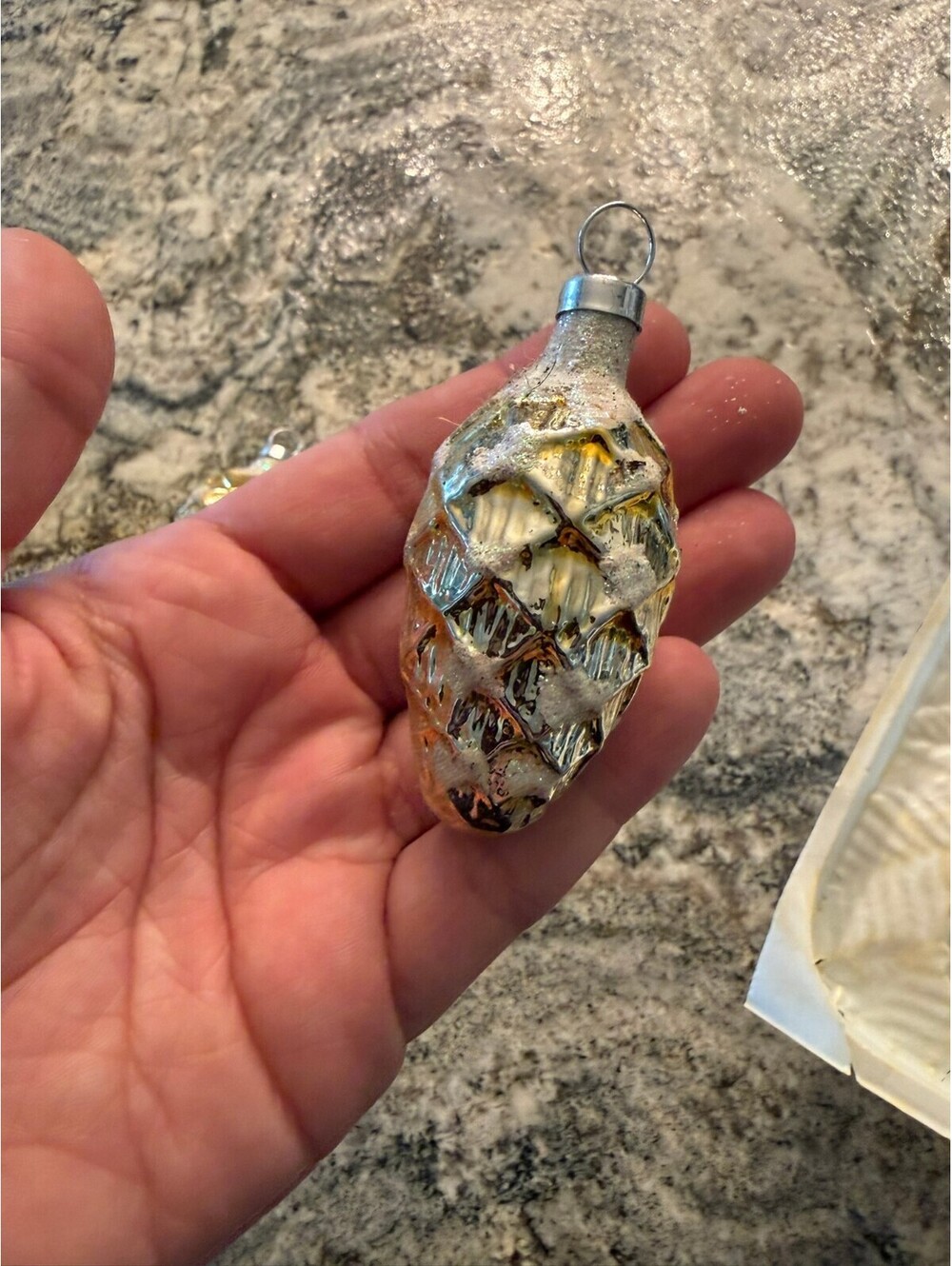 Vintage Mercury Glass Pinecone Christmas Ornaments Set of 3
